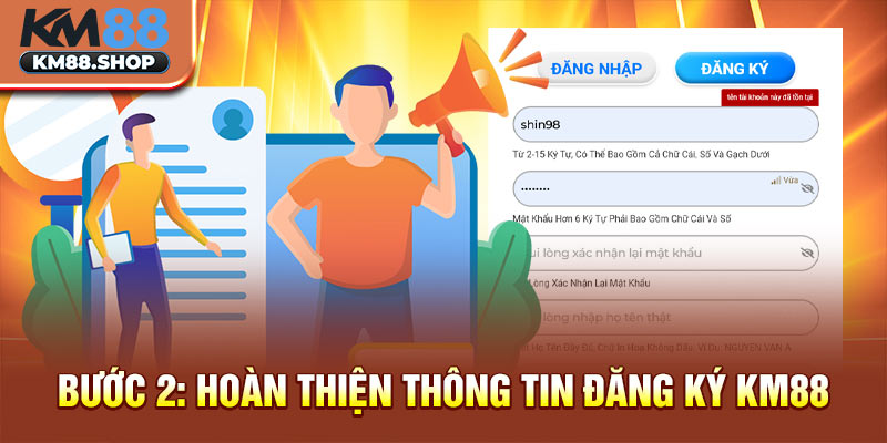 Hoàn thiện thông tin đăng ký KM88